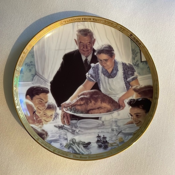 Norman Rockwell -Freedom From Want Turkey Scene for Thanksgiving Display Plate - Picture 1 of 6